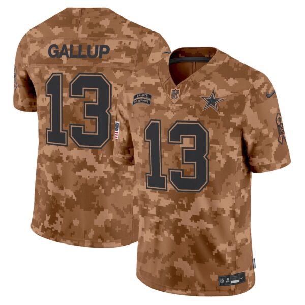 Dallas Cowboys 2024 Salute to Service Vapor Limited Jersey – All stitched – Brown Camo – Michael Gallup Jersey