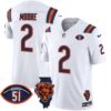 Bears Illinois Patch Vapor Limited Jersey V2 – All Stitched – White – D.J. Moore Jersey