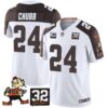 Browns #32 Jim Brown Memorial Patch Vapor Limited Jersey V2 – All Stitched – Inverted – Nick Chubb Jersey