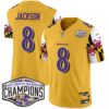 Ravens Maryland Flag 2024 AFC North Division Champions Patch Vapor Limited Jersey – All Stitched – Gold – Lamar Jackson Jersey