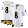 Ravens 2024 Gold Vapor Limited Jersey – All Stitched – White Gold – Lamar Jackson Jersey
