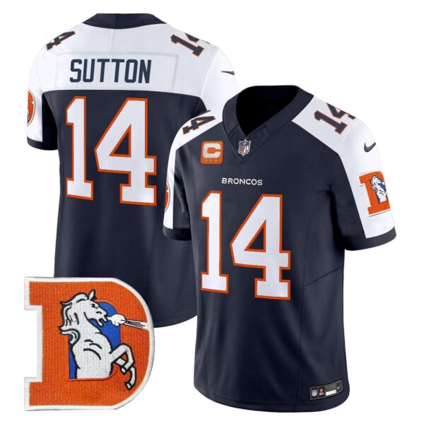 Denver Broncos Throwback Vapor Limited Jersey V2 – All Stitched – Navy Alternate – Courtland Sutton Jersey