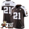 Browns #32 Jim Brown Memorial Patch Vapor Limited Jersey V2 – All Stitched – Alternate – Denzel Ward Jersey