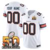 Denver Broncos Super Bowl 50 Patch Vapor Limited Custom Jersey – All Stitched – White Jersey