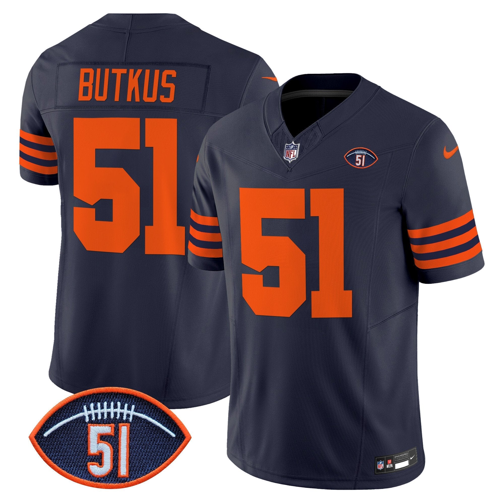 Chicago Bears Dick Butkus Patch Throwback Vapor Limited Jersey – All Stitched – Navy – Dick Butkus Jersey