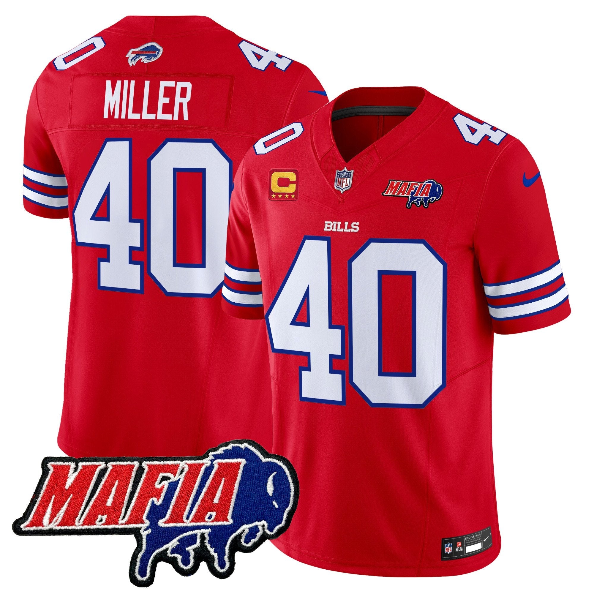 Buffalo Bills 2024 Bills Mafia Patch Vapor Limited Jersey – All Stitched – Red – Von Miller Jersey