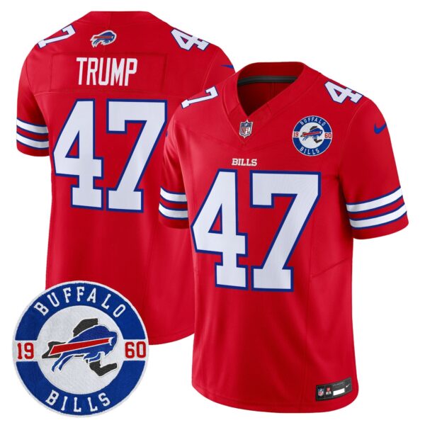 Buffalo Bills 2024 Vapor Limited Jersey – Est. 1960 Patch – All Stitched – Red – Donald Trump Jersey