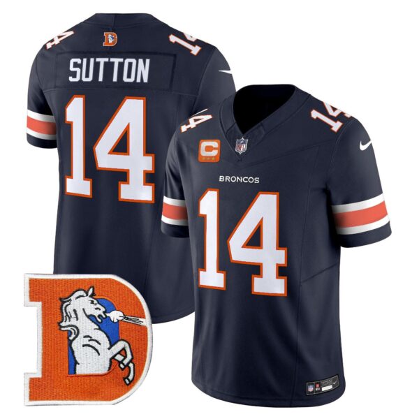 Denver Broncos Throwback Vapor Limited Jersey V2 – All Stitched – Navy – Courtland Sutton Jersey