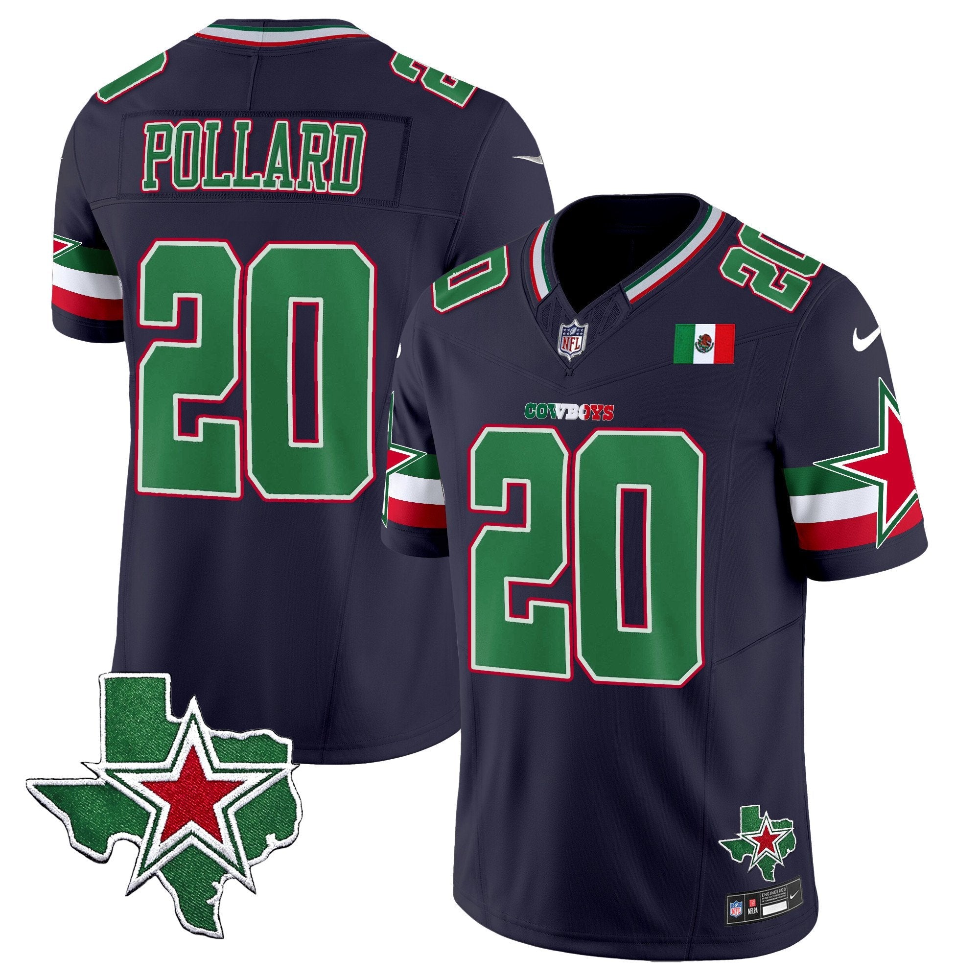 Cowboys 2024 Mexico Vapor Limited Jersey – All Stitched – Navy – Tony Pollard Jersey