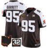 Browns #32 Jim Brown Memorial & Home Patch Jersey V3 – All Stitched – Alternate – Myles Garrett Jersey
