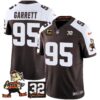 Browns #32 Jim Brown Memorial Patch Vapor Limited Jersey V2 – All Stitched – Alternate – Myles Garrett Jersey