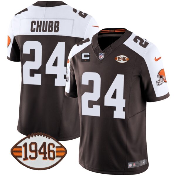 Browns 1946 75th Anniversary Patch Jersey – All Stitched – Alternate – Nick Chubb Jersey