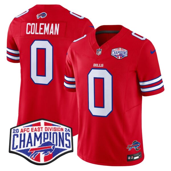 Bills 2024 AFC East Division Champions Vapor Limited Jersey – All Stitched – Red – Keon Coleman Jersey