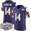 Ravens Maryland Flag 2024 AFC North Division Champions Patch Vapor Limited Jersey – All Stitched – Purple – Kyle Hamilton Jersey