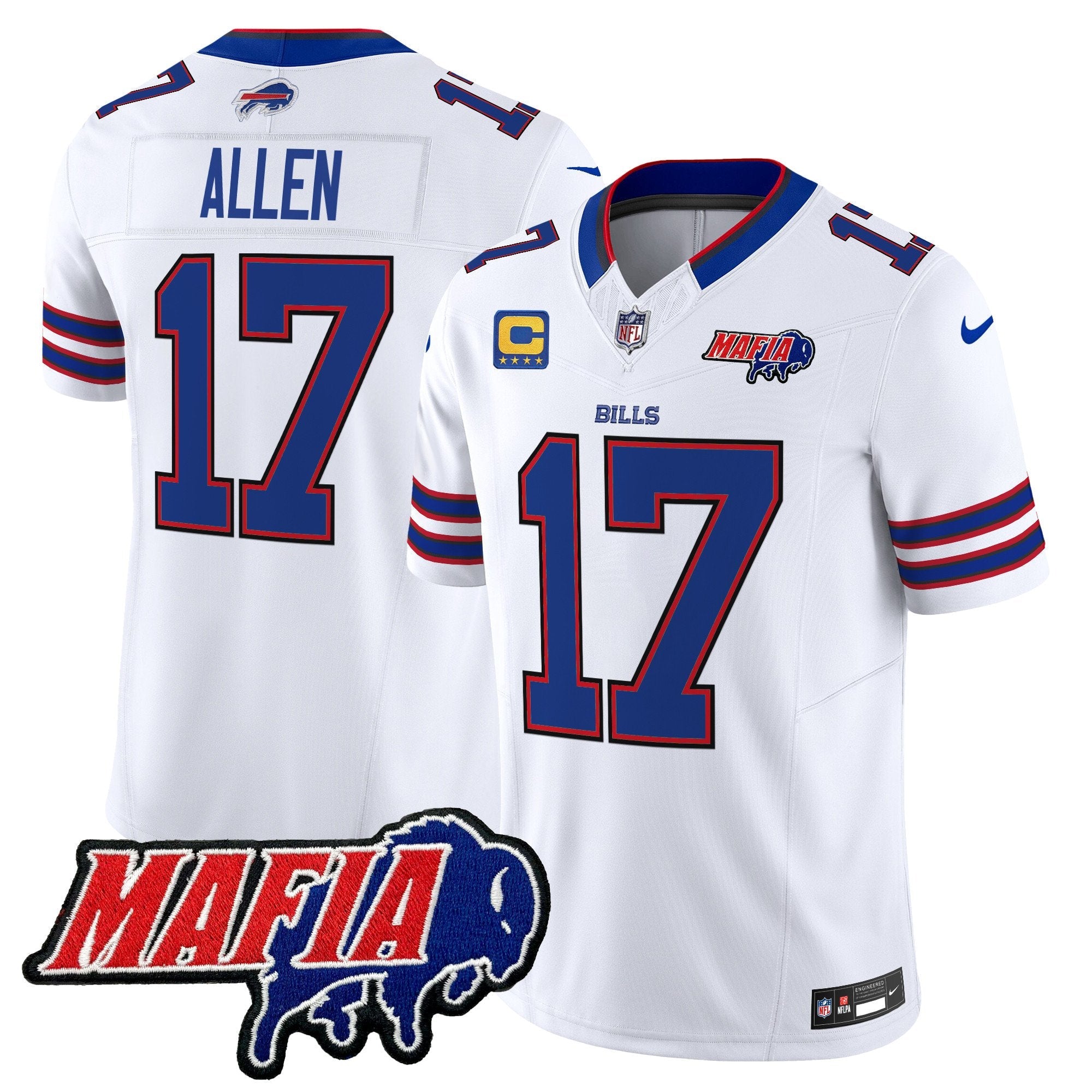 Buffalo Bills 2024 Bills Mafia Patch Vapor Limited Jersey – All Stitched – White – Josh Allen Jersey