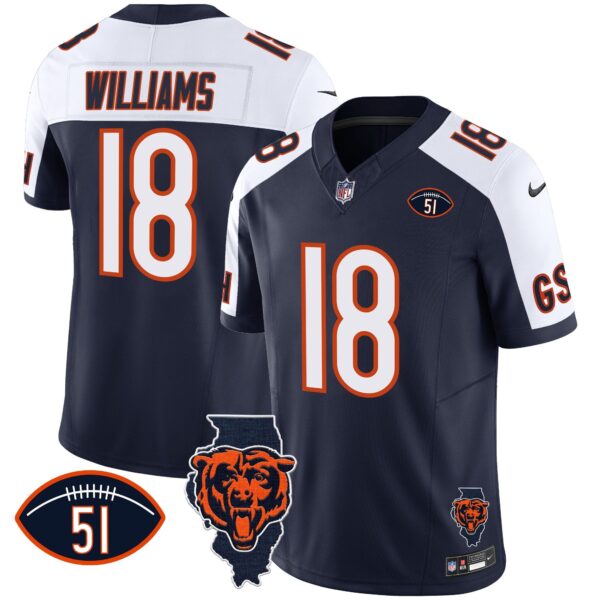 Bears Illinois Patch Vapor Jersey – All Stitched – Alternate – Caleb Williams Jersey