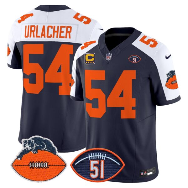 Chicago Bears Dick Butkus Patch Throwback Vapor Limited Jersey – All Stitched – Navy Alternate – Brian Urlacher Jersey