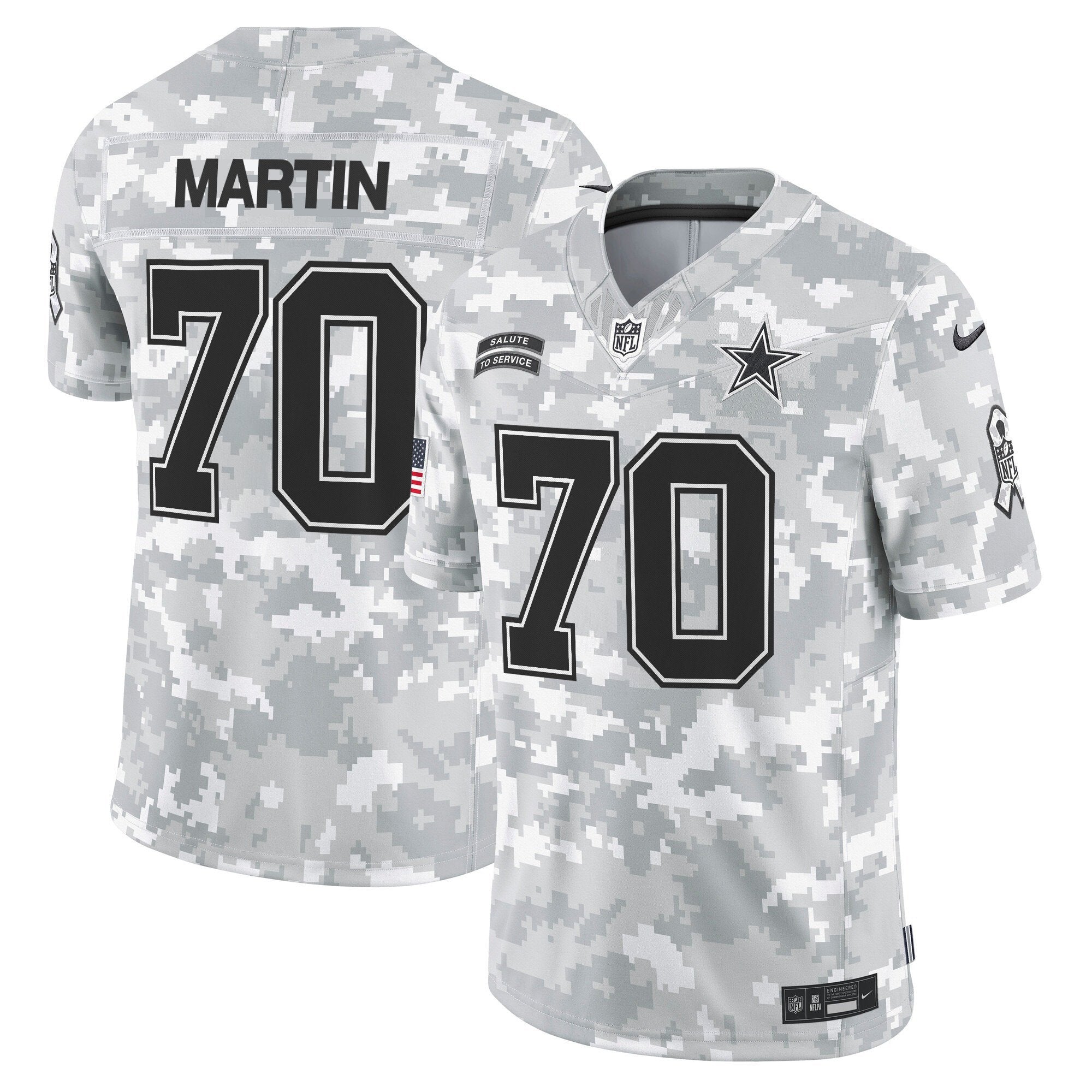 Dallas Cowboys 2024 Salute to Service Vapor Limited Jersey – All stitched – Arctic Camo – Zack Martin Jersey