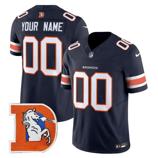 Denver Broncos Throwback Vapor Limited Custom Jersey V2 – All Stitched – Navy Jersey