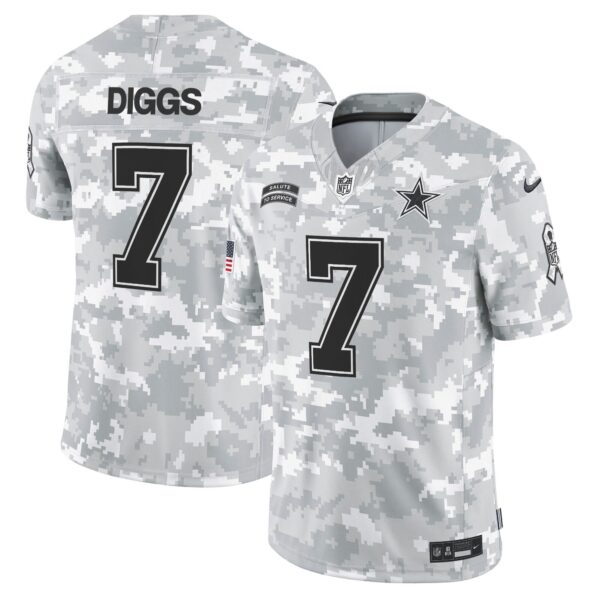 Dallas Cowboys 2024 Salute to Service Vapor Limited Jersey – All stitched – Arctic Camo – Trevon Diggs Jersey