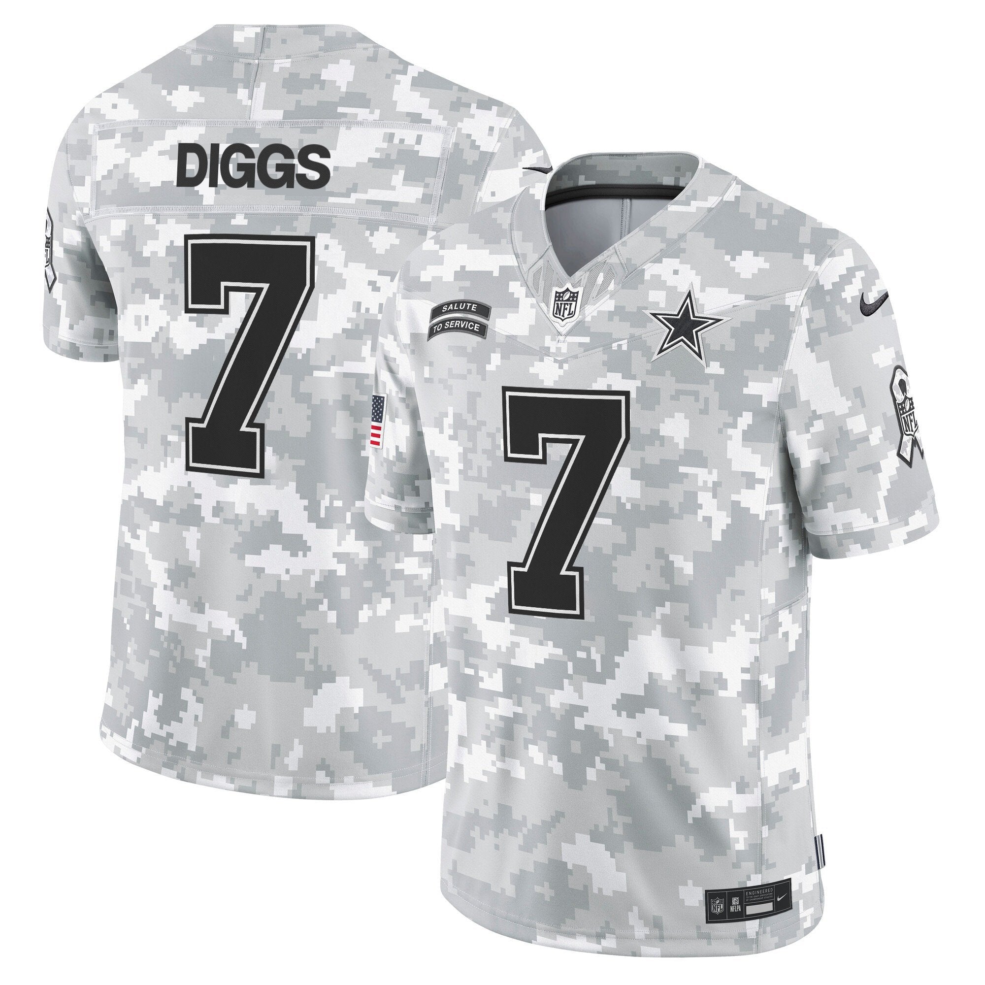 Dallas Cowboys 2024 Salute to Service Vapor Limited Jersey – All stitched – Arctic Camo – Trevon Diggs Jersey