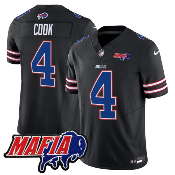 Buffalo Bills 2024 Bills Mafia Patch Vapor Limited Jersey – All Stitched – Black – James Cook Jersey