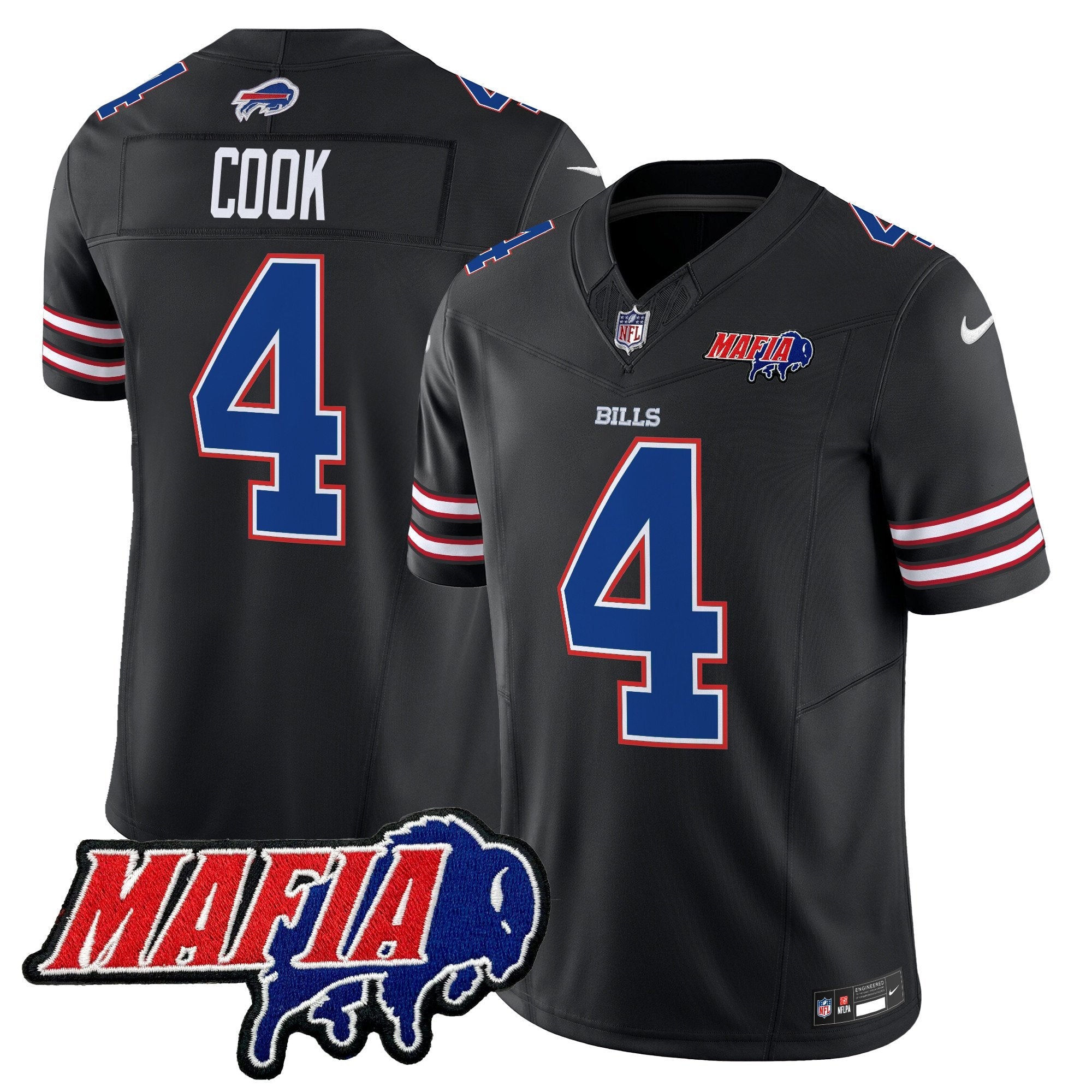 Buffalo Bills 2024 Bills Mafia Patch Vapor Limited Jersey – All Stitched – Black – James Cook Jersey