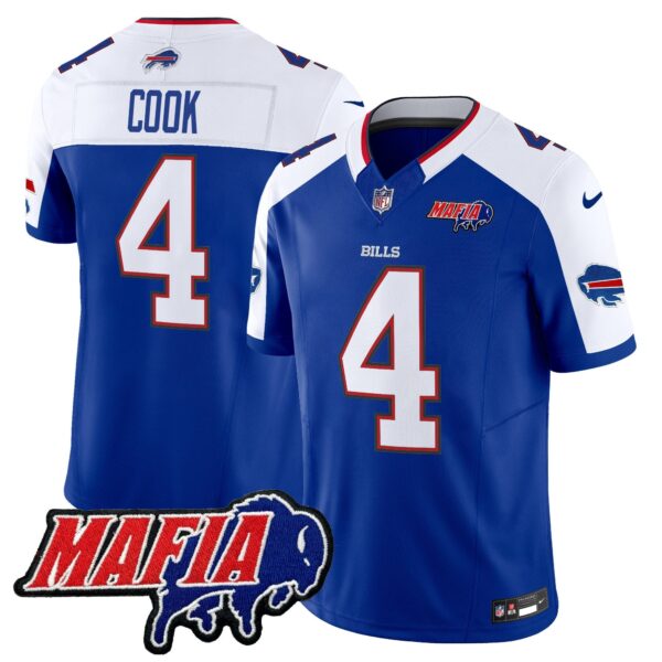 Buffalo Bills 2024 Bills Mafia Patch Vapor Limited Jersey – All Stitched – Royal Alternate – James Cook Jersey