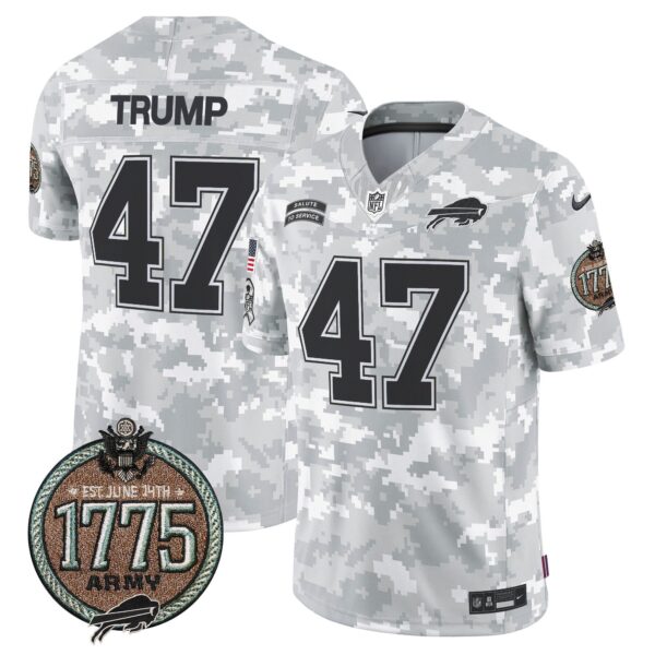 Bills 2024 Salute to Service Establishment Year Patch Vapor Limited Jersey – All Stitched – Army – Donald Trump Jersey