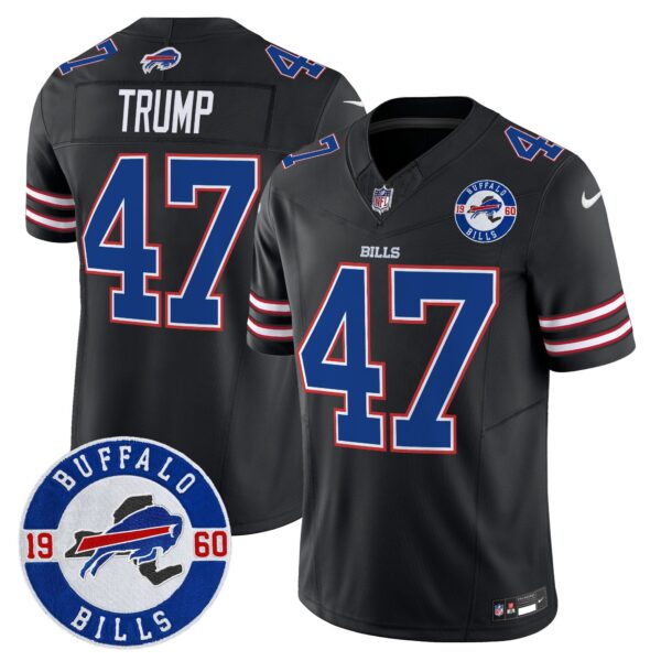Buffalo Bills 2024 Vapor Limited Jersey – Est. 1960 Patch – All Stitched – Black – Donald Trump Jersey
