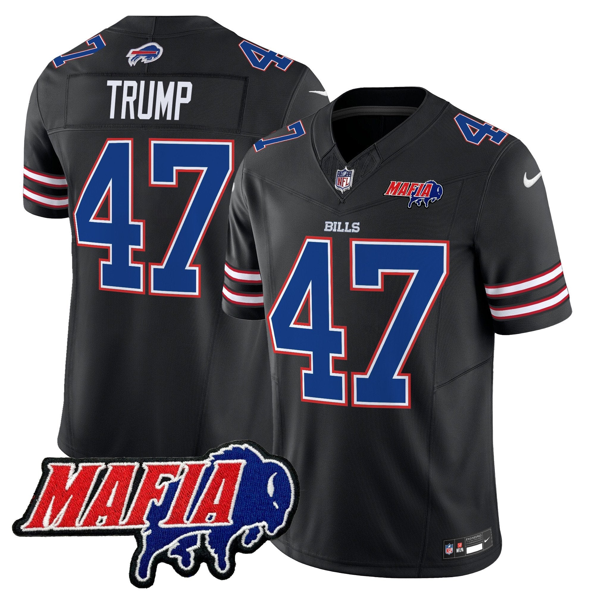 Buffalo Bills 2024 Bills Mafia Patch Vapor Limited Jersey – All Stitched – Black – Donald Trump Jersey