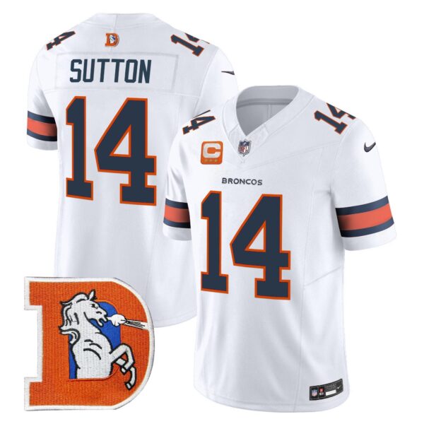 Denver Broncos Throwback Vapor Limited Jersey V2 – All Stitched – White – Courtland Sutton Jersey