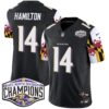 Ravens Maryland Flag 2024 AFC North Division Champions Patch Vapor Limited Jersey – All Stitched – Black – Kyle Hamilton Jersey