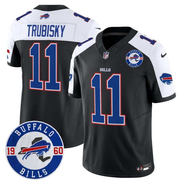 Buffalo Bills 2024 Vapor Limited Jersey – Est. 1960 Patch – All Stitched – Black Alternate – Mitchell Trubisky Jersey