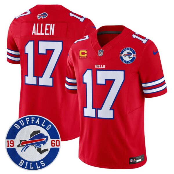 Buffalo Bills 2024 Vapor Limited Jersey – Est. 1960 Patch – All Stitched – Red – Josh Allen Jersey