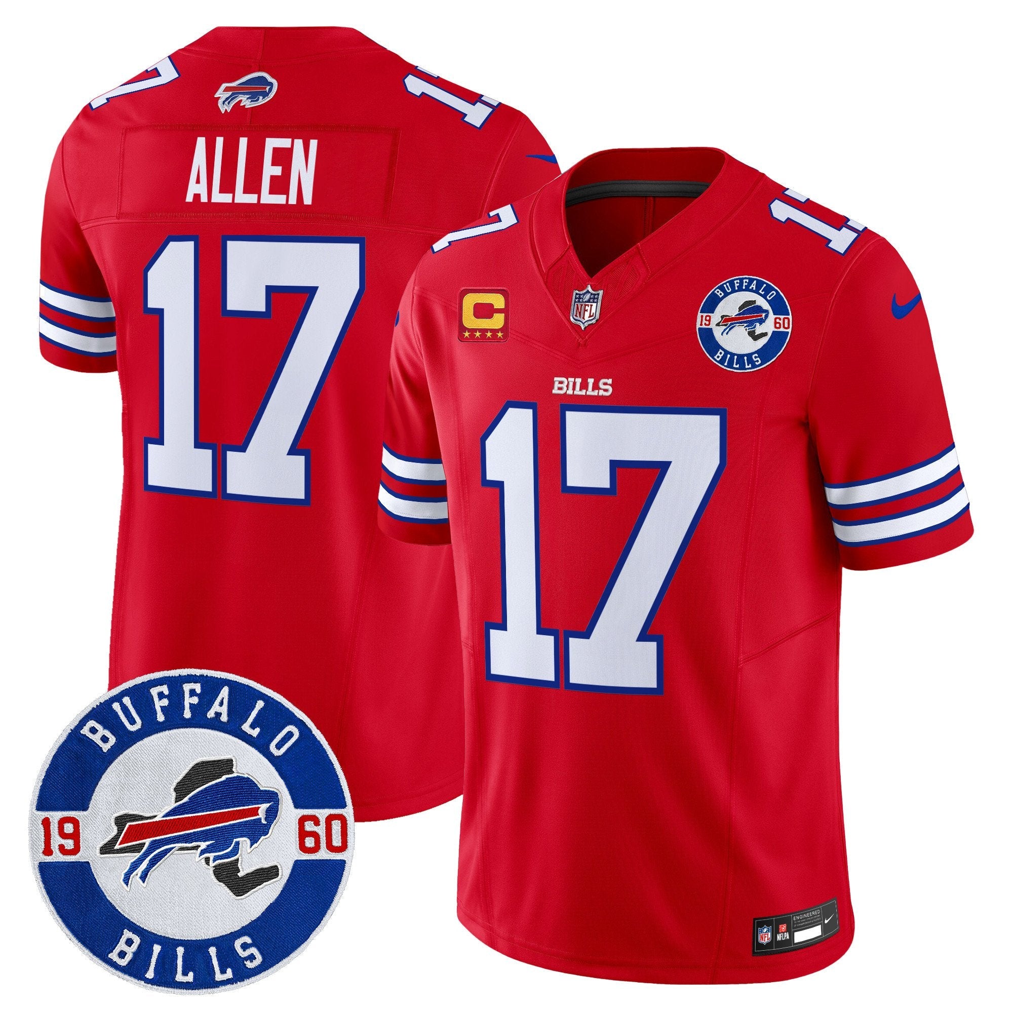 Buffalo Bills 2024 Vapor Limited Jersey – Est. 1960 Patch – All Stitched – Red – Josh Allen Jersey