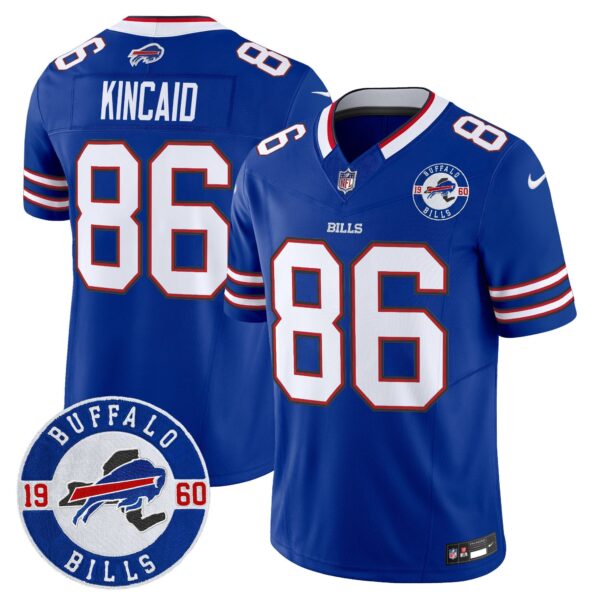 Buffalo Bills 2024 Vapor Limited Jersey – Est. 1960 Patch – All Stitched – Royal – Dalton Kincaid Jersey