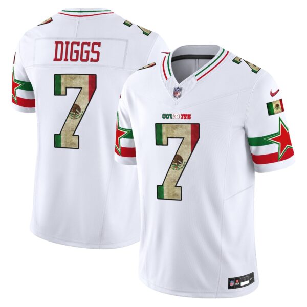 Dallas Cowboys Mexico Vapor Limited Jersey V3 – All Stitched – White – Trevon Diggs Jersey