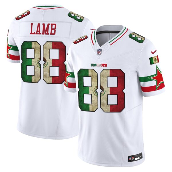 Dallas Cowboys Mexico Vapor Limited Jersey V3 – All Stitched – White – CeeDee Lamb Jersey