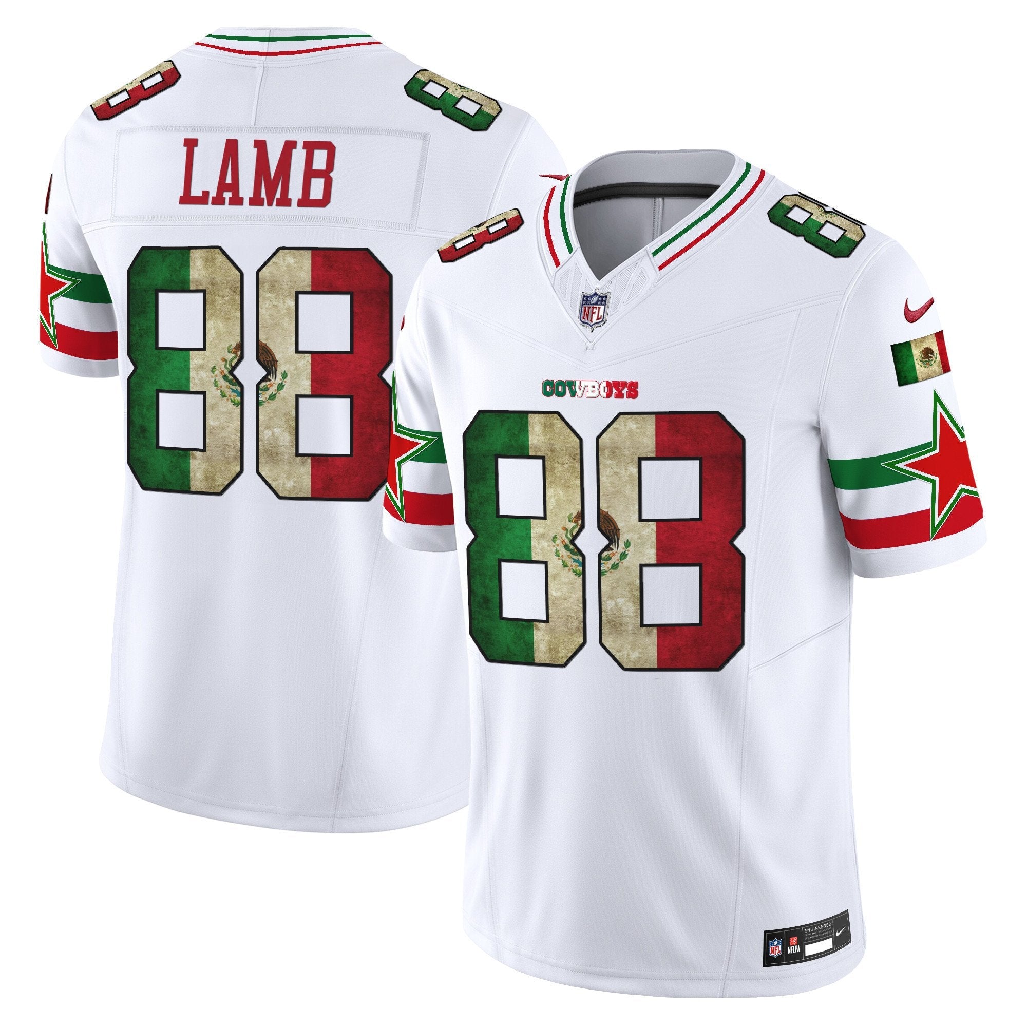 Dallas Cowboys Mexico Vapor Limited Jersey V3 – All Stitched – White – CeeDee Lamb Jersey