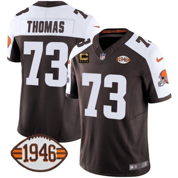 Browns 1946 75th Anniversary Patch Jersey – All Stitched – Alternate – Joe Thomas Jersey