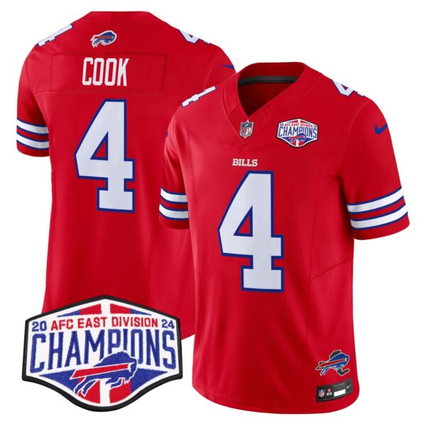 Bills 2024 AFC East Division Champions Vapor Limited Jersey – All Stitched – Red – James Cook Jersey