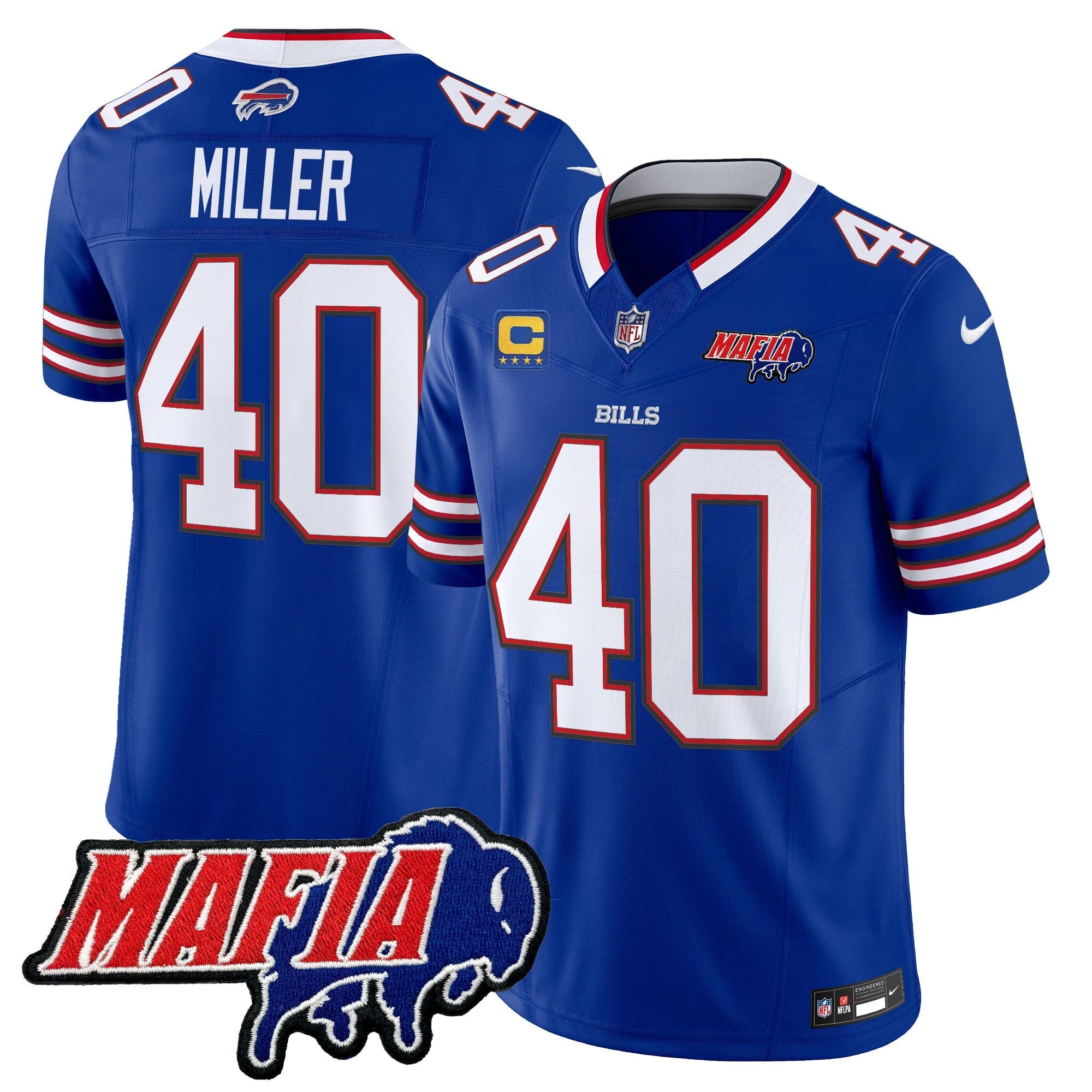 Buffalo Bills 2024 Bills Mafia Patch Vapor Limited Jersey – All Stitched – Royal – Von Miller Jersey