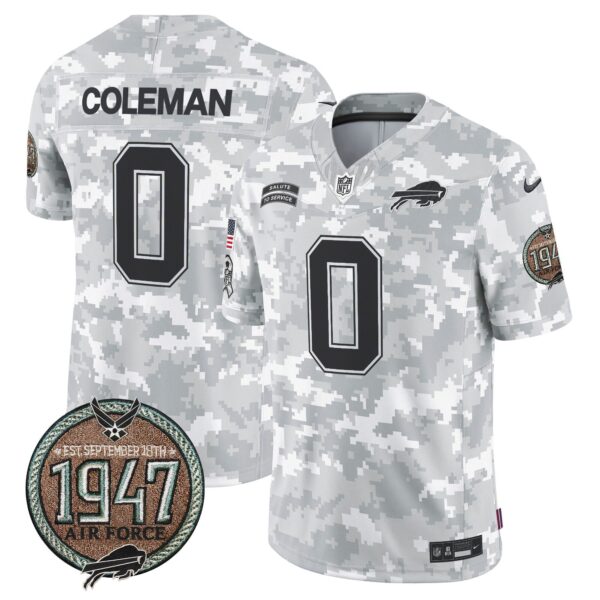 Bills 2024 Salute to Service Establishment Year Patch Vapor Limited Jersey – All Stitched – Air Force – Keon Coleman Jersey