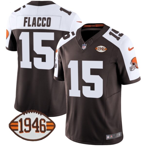 Browns 1946 75th Anniversary Patch Jersey – All Stitched – Alternate – Joe Flacco Jersey
