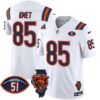 Bears Illinois Patch Vapor Limited Jersey V2 – All Stitched – White – Cole Kmet Jersey