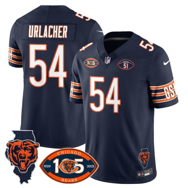 Bears 1920-2025 The Bears Vapor Limited Jersey – All Stitched – Navy – Brian Urlacher Jersey