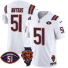 Bears Illinois Patch Vapor Limited Jersey V2 – All Stitched – White – Dick Butkus Jersey