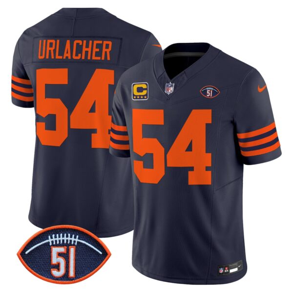 Chicago Bears Dick Butkus Patch Throwback Vapor Limited Jersey – All Stitched – Navy – Brian Urlacher Jersey