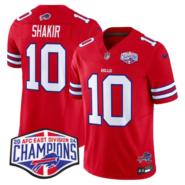 Bills 2024 AFC East Division Champions Vapor Limited Jersey – All Stitched – Red – Khalil Shakir Jersey